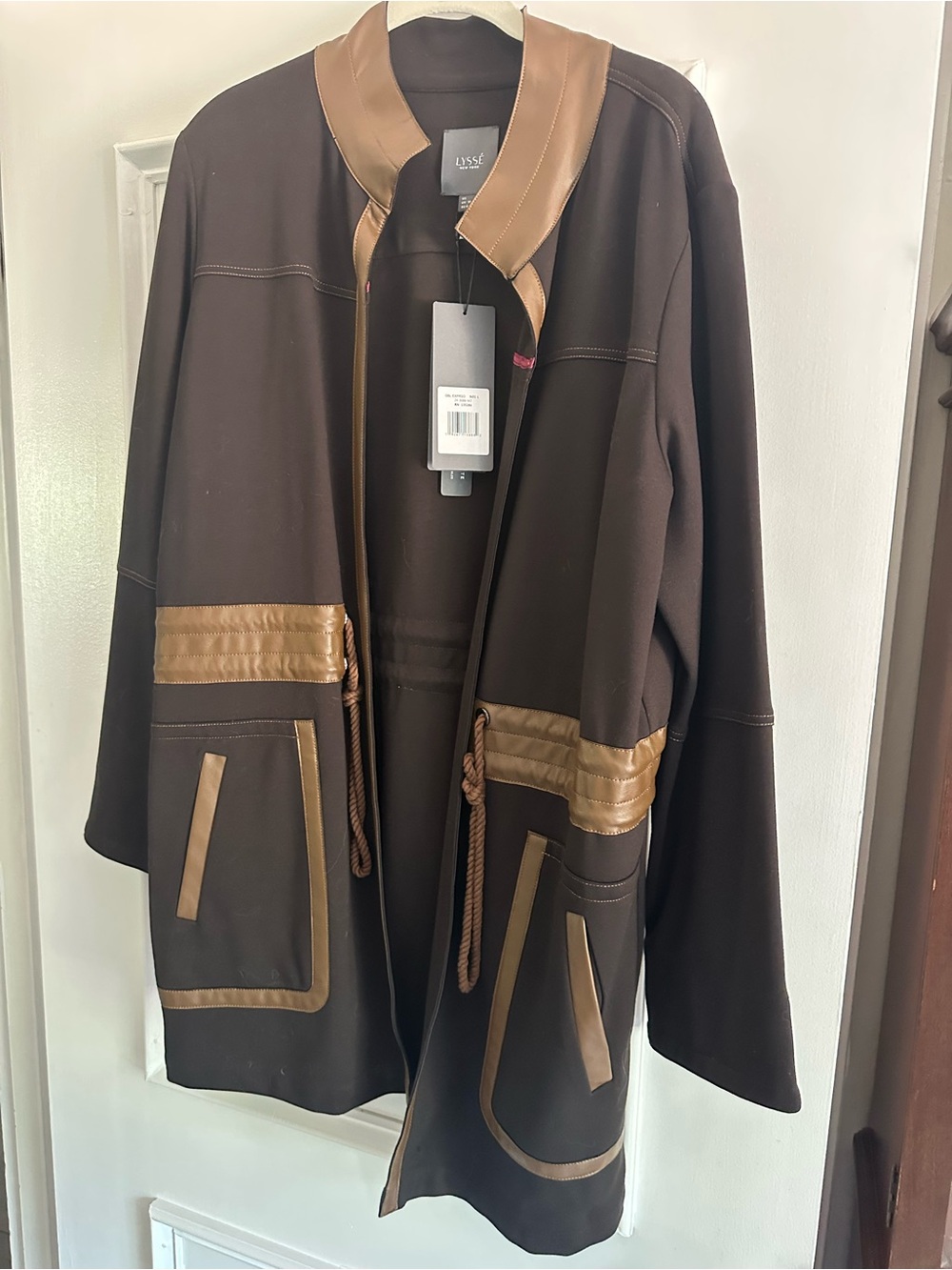 Women's Brown Jacket with vegan leather trim